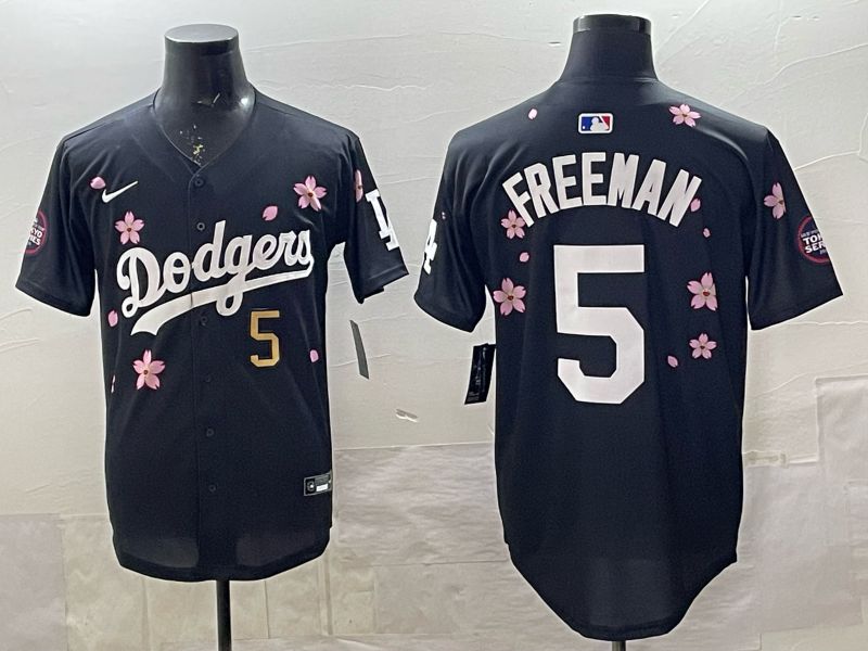 Men 2025 Nike Los Angeles Dodgers #5 Freeman Black Game MLB Jersey 07->los angeles dodgers->MLB Jersey